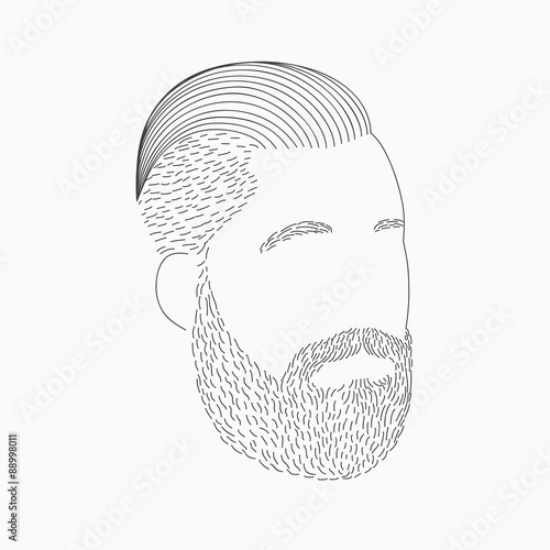 bearded man linear illustration