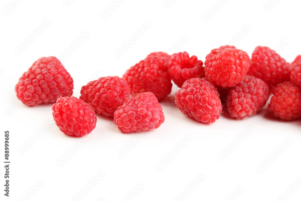 Red raspberry on a white background Red raspberry on a white background