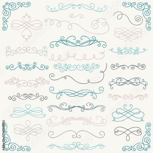 Vector Colorful Doodle Hand Drawn Swirls Collection