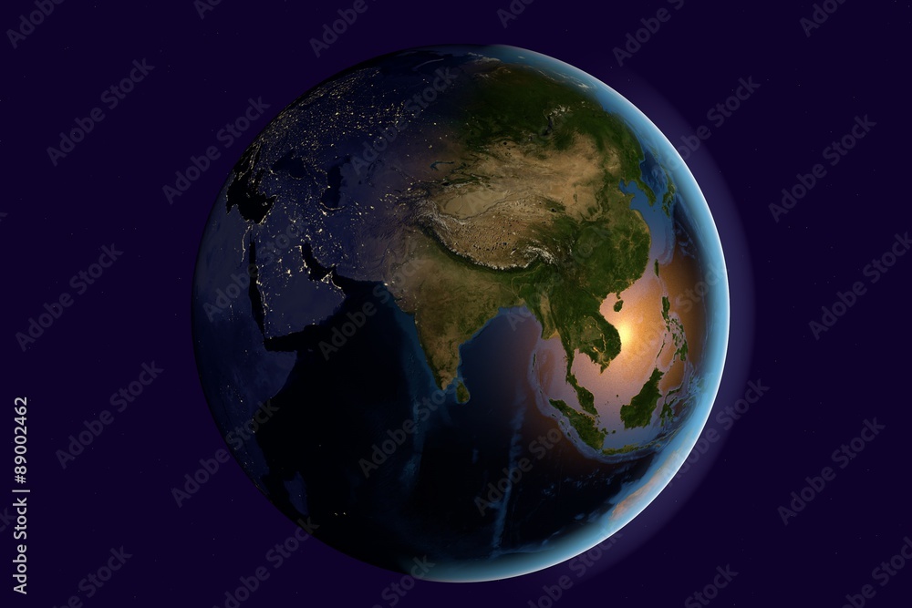Planet Earth, the Earth from space showing India, Asia, India on globe in the morning, elements of this image furnished by NASA