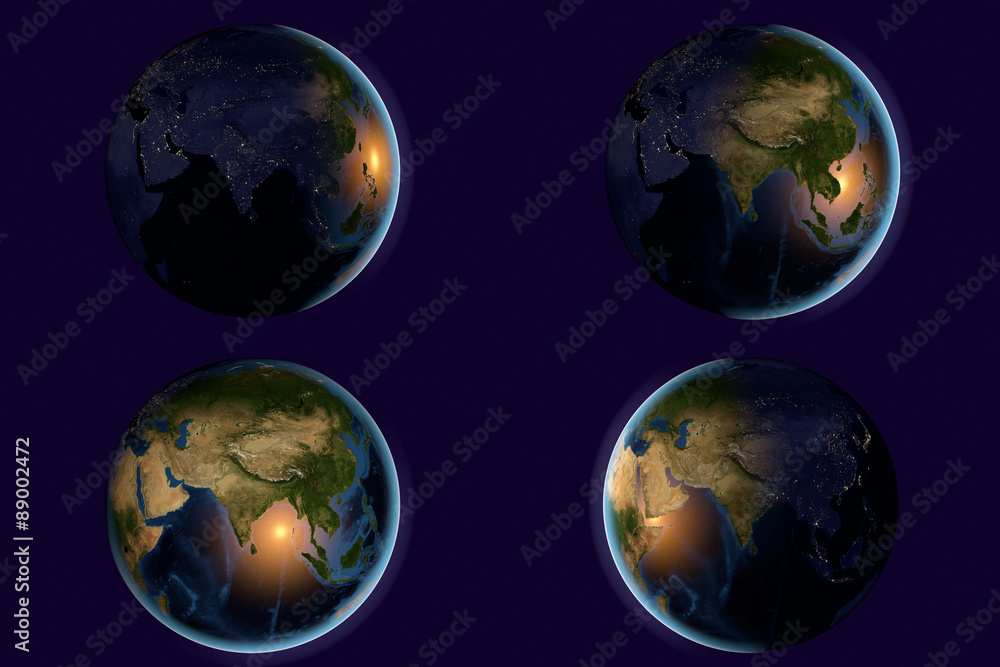 Planet Earth, the Earth from space showing India, Asia, India on globe in different time of day and night, elements of this image furnished by NASA Planet Earth, the Earth from space showing India, Asia, India on globe in different time of day and night, elements of this image furnished by NASA