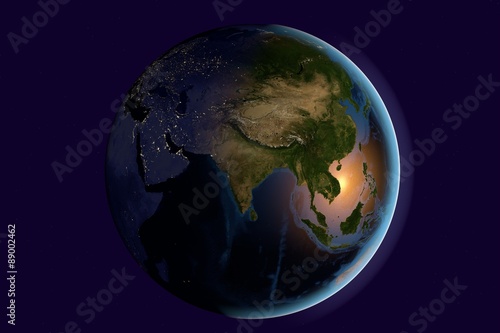 Planet Earth, the Earth from space showing India, Asia, India on globe in the morning, elements of this image furnished by NASA