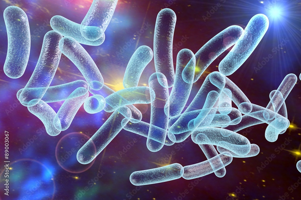 Bacterium Legionella pneumophila on colorful background, model of bacteria, microbes