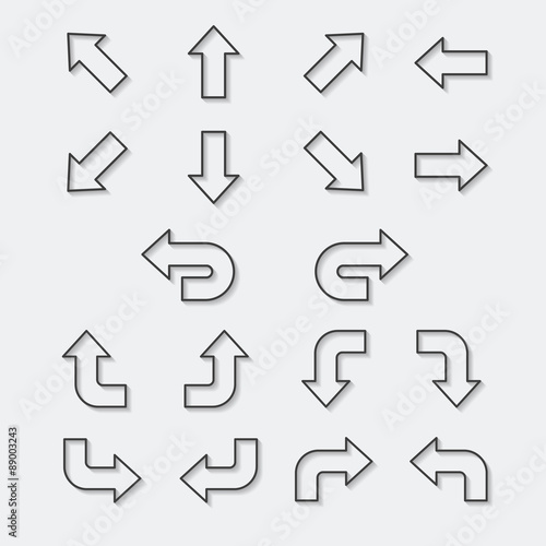 linear arrows icons with shadow