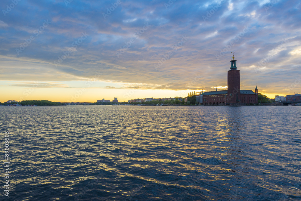 Sunset with Stockholm City Hall as background
