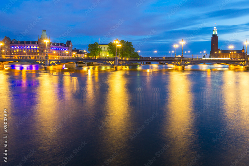 Summer evening panorama of the Old Town in Stockholm, Sweden