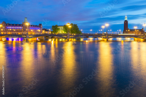 Summer evening panorama of the Old Town in Stockholm  Sweden