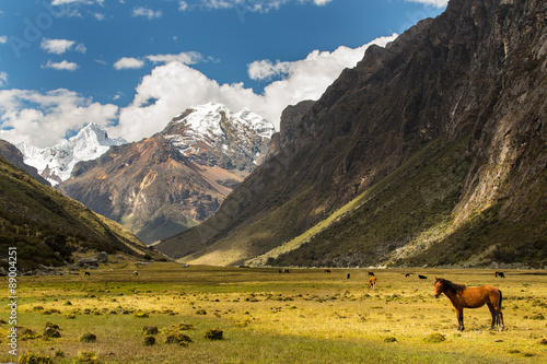 Beautiful mountain scenery in the Andes, Peru, Cordiliera Blanca photo