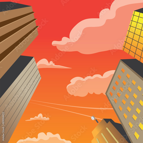 Skyscrapers Building Perspective Afternoon Vector