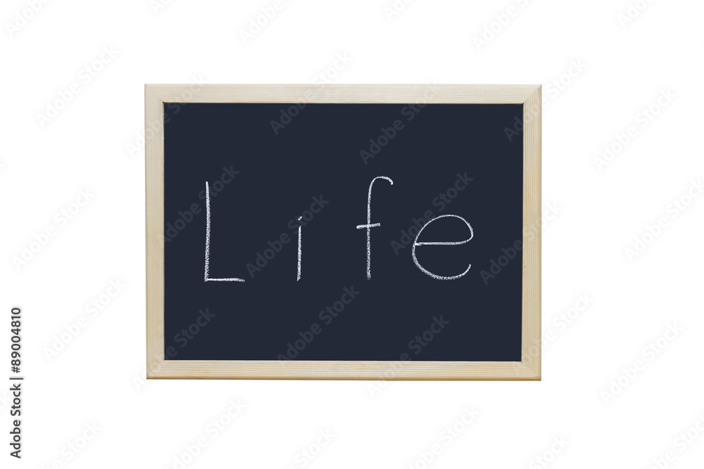 Life written with white chalk on blackboard. Life written with white chalk on blackboard.