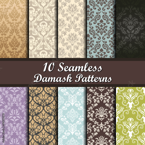 Set of Damask Seamless Patterns