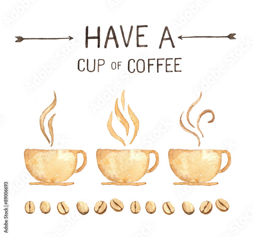 Coffee elements , Watercolor paint high resolution

