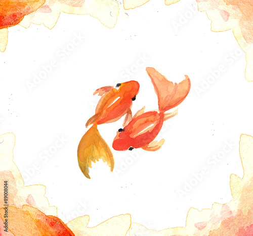 Fish collection, Watercolor paint high resolution
