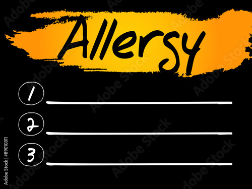 Allergy Blank List, vector concept background