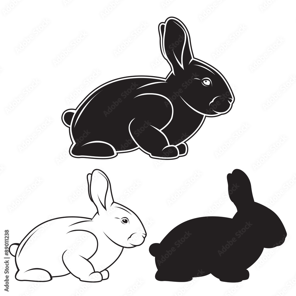 Naklejka premium Hand drawn rabbit set. Vector illustration