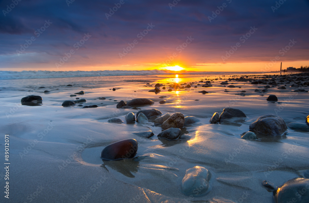 Sunset over the coast of Atlantic ocean Sunset over the coast of Atlantic ocean