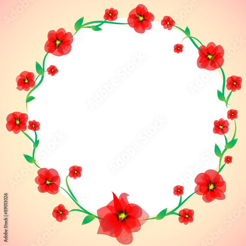 Poppies circled on peach background