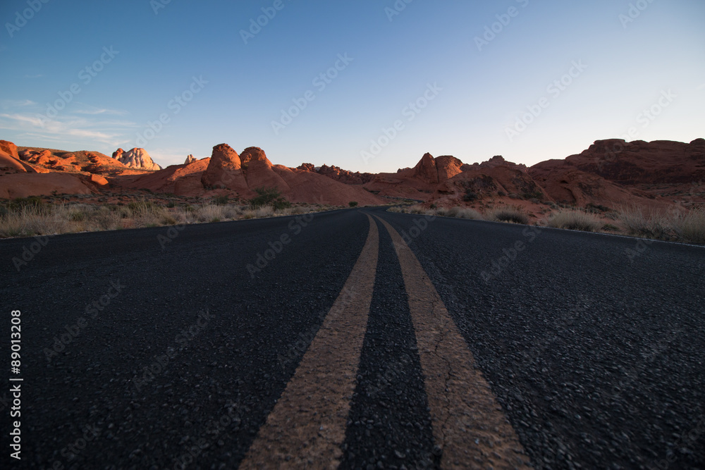 Fototapeta premium Endlose Straßen Amerika / Valley of Fire / Nevada