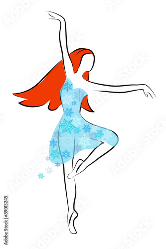 Winter girl with red hair