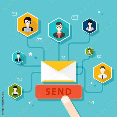 Marceting ñoncept of running email campaign, email advertising,
