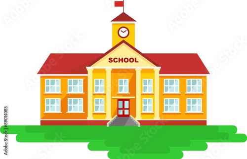 School building in flat style