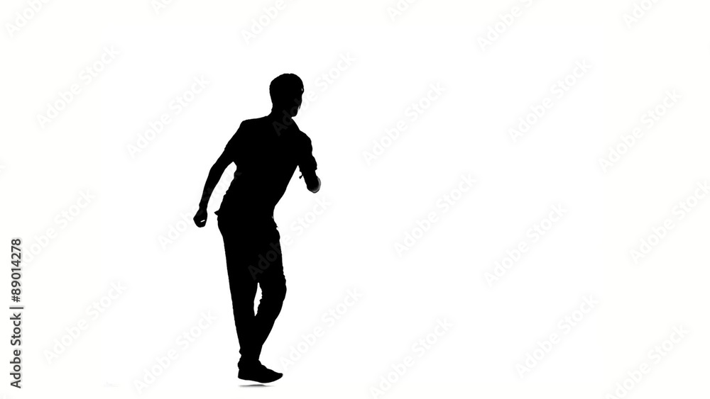 Modern dancer dancing brake-dance move, white, slow motion Modern dancer dancing brake-dance move, white, slow motion