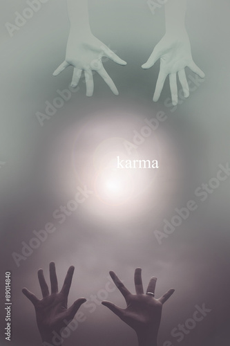  Karma abstract background with hand to hand