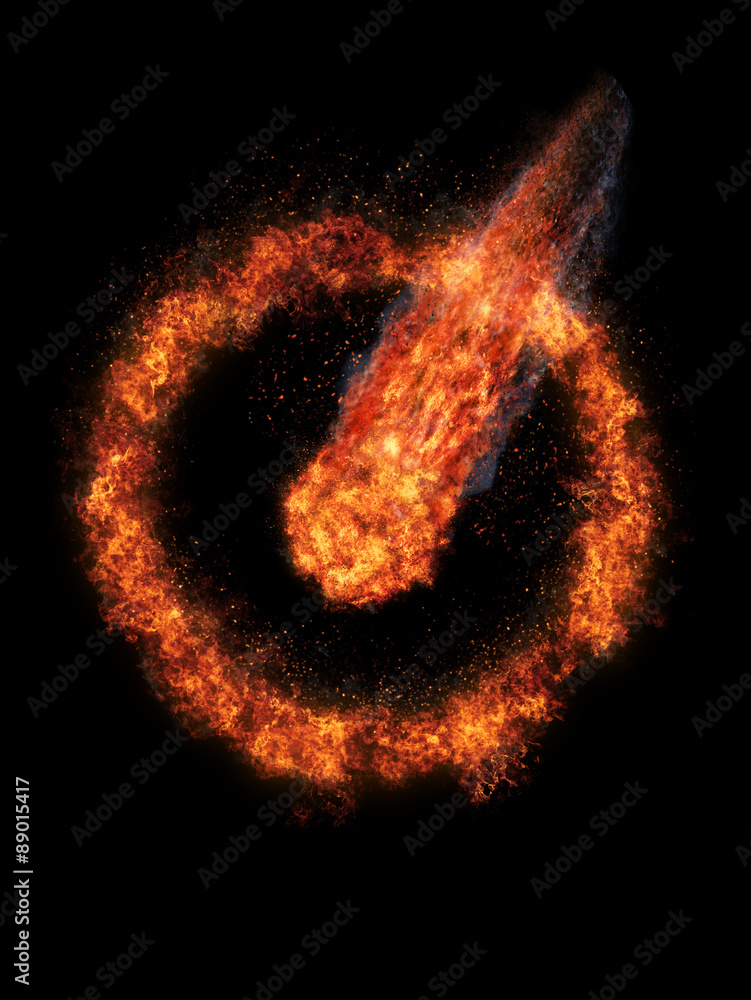 Fire ball with free space for text. isolated