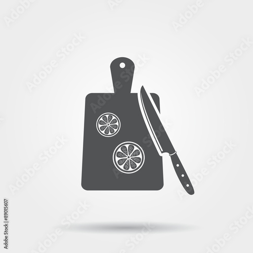 Vector cutting board and knife icon