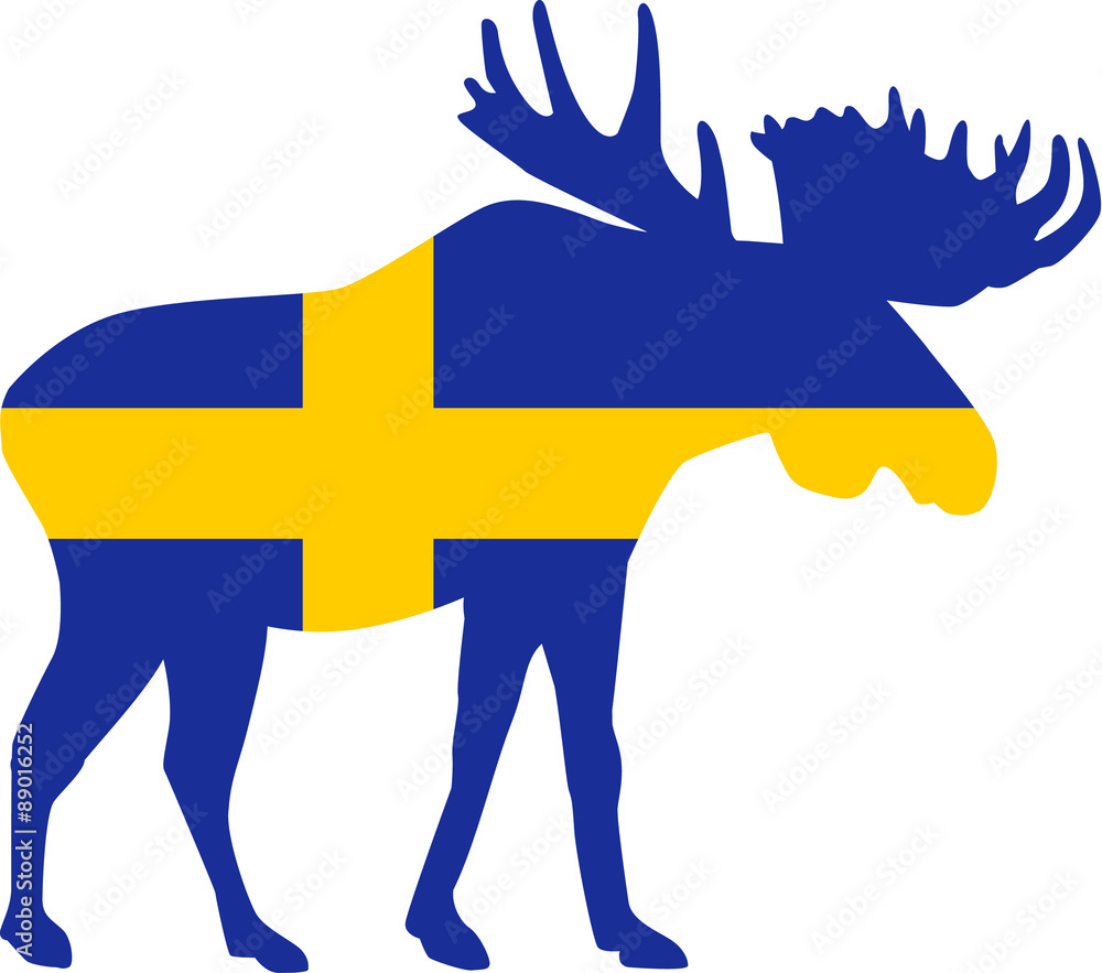 Fototapeta premium moose with sweden flag