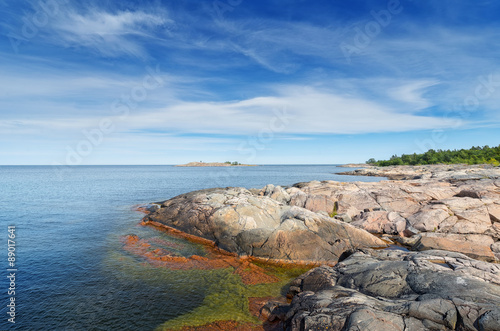 Rocky coastline in vivid co...