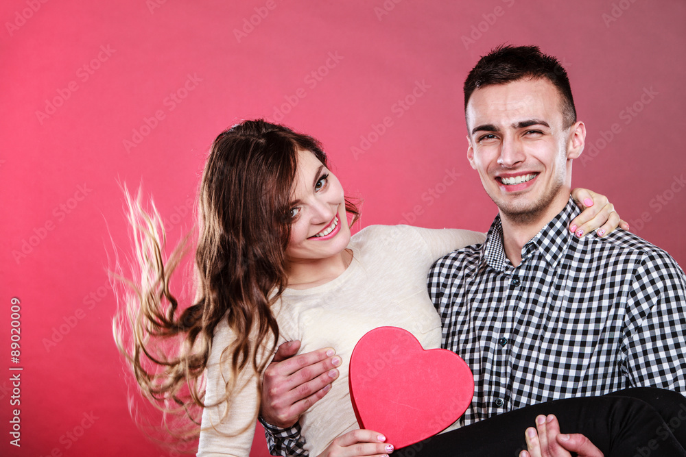 happy romantic couple with heart happy romantic couple with heart