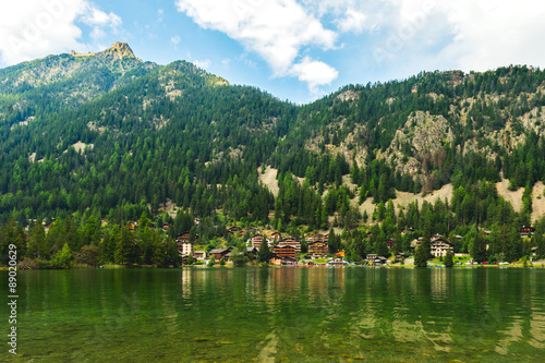 Landscape of alpine resort Champex-Lac, Valais, Switzerland