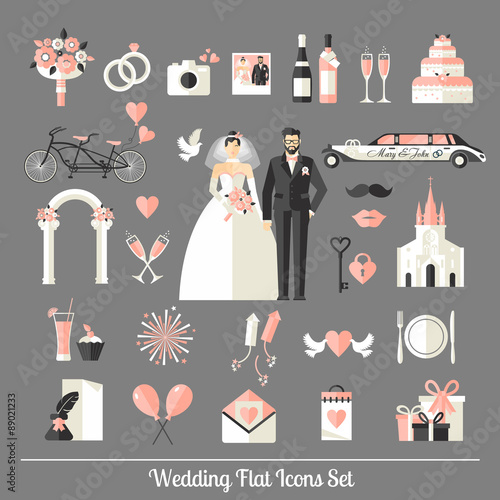 Wedding symbols set.