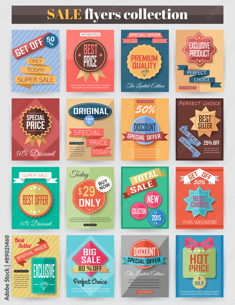 Set of colorful Sale flyers. Best creative design for Sale and