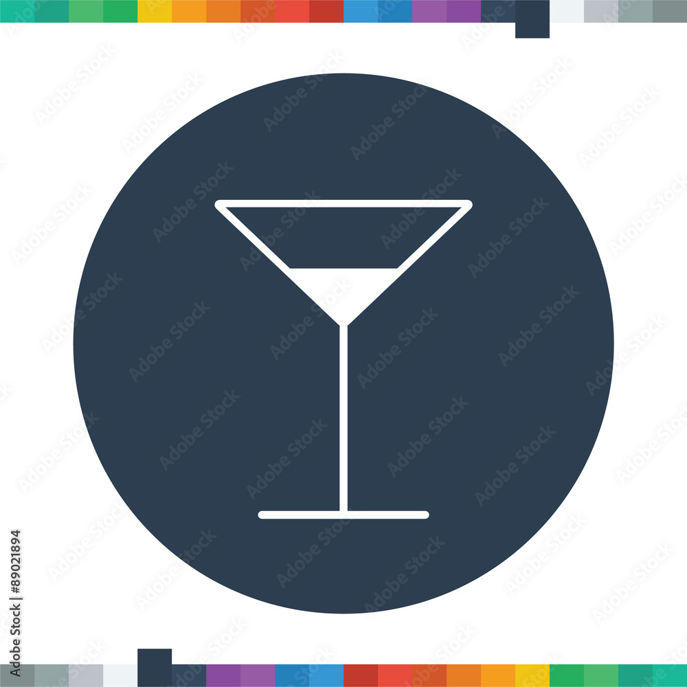 Flat martini glass icon in a circle. Flat martini glass icon in a circle.