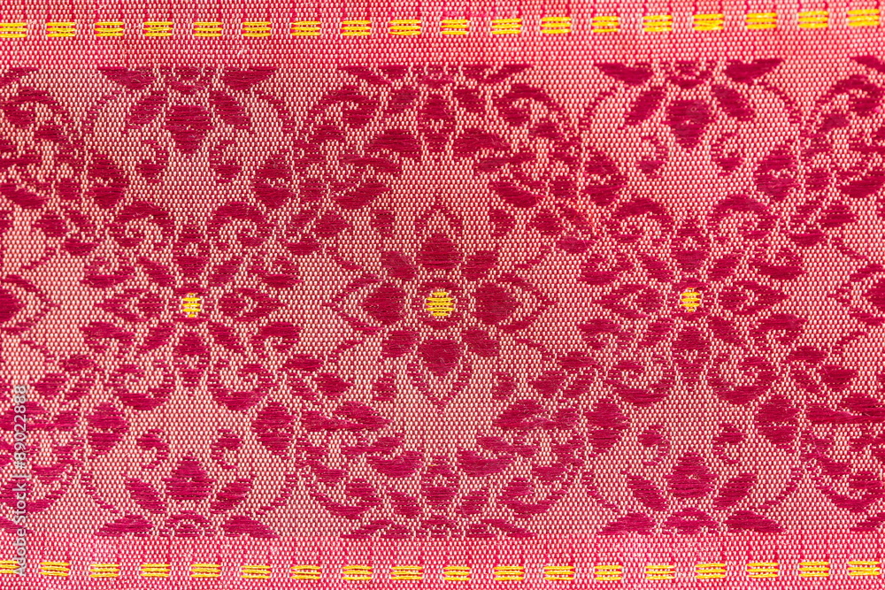 Red Flowers Designed Thai Silk Red Flowers Designed Thai Silk