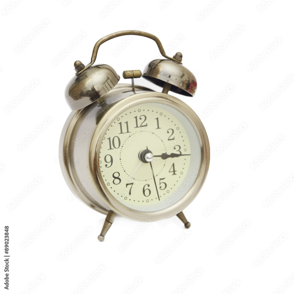 Old alarm clock isolated on white Old alarm clock isolated on white