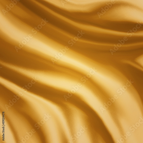 elegant draped cloth background illustration, beautiful silk fabric folds creases and wrinkles, wavy graphic art image, smooth wave design background, champagne yellow gold color with smooth texture © Attitude1