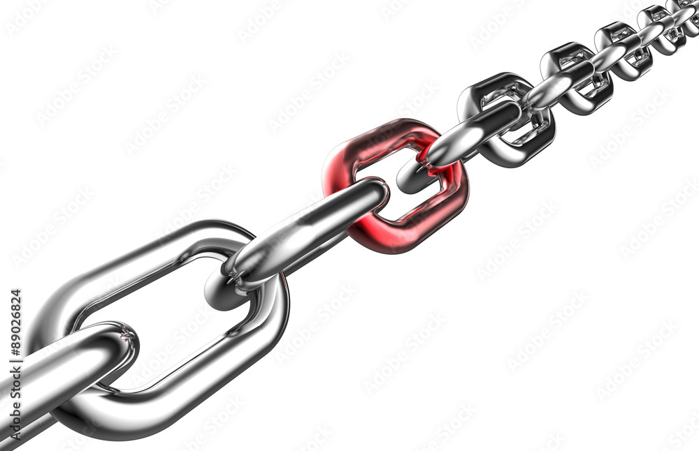Chain with a red link Chain with a red link
