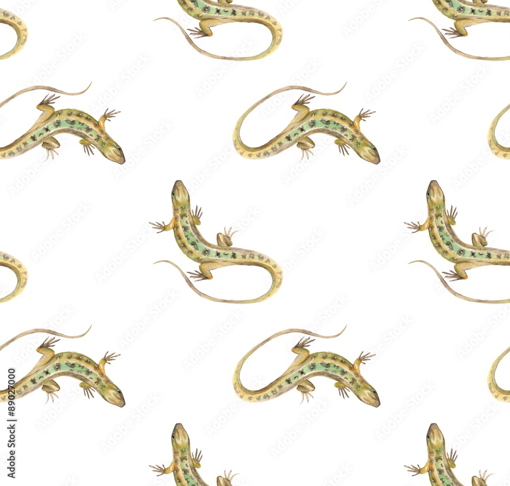 Fototapeta premium Lizard. Watercolor seamless pattern. Art background 1