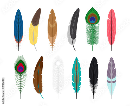 Colored feathers icons