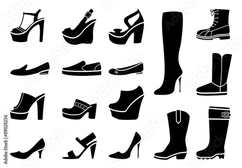 Woman shoes icons set
