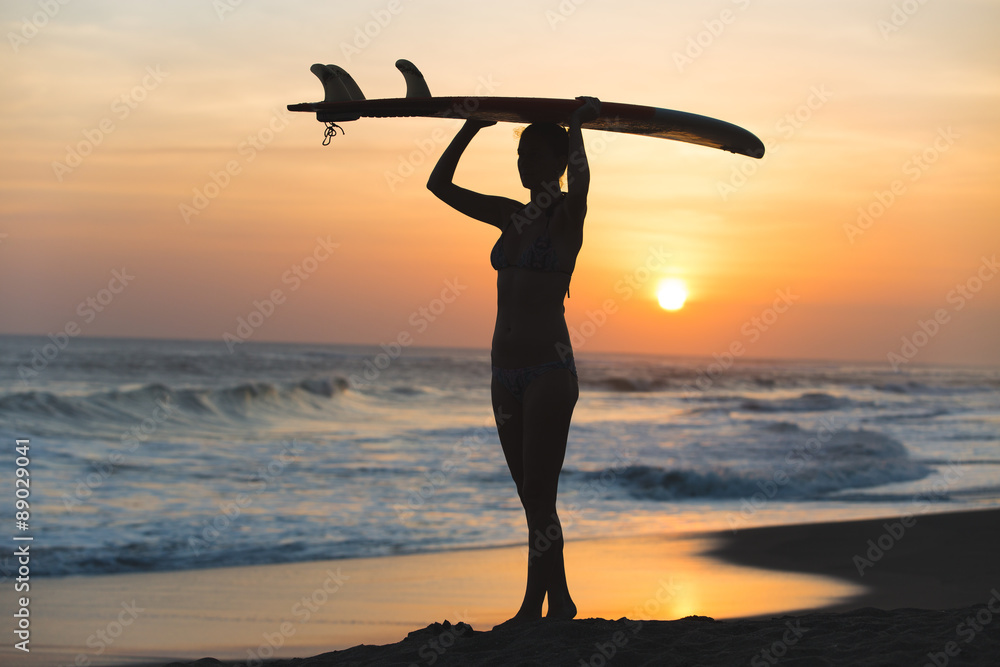young surfer girl
