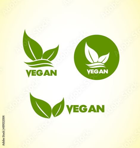Vegan vegetarian logo icon set