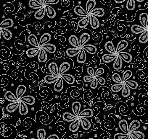 Beautiful vector seamless pattern with figured flowers