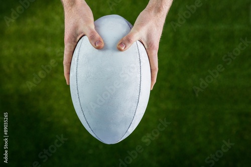 Rugby player catching a rugby ball