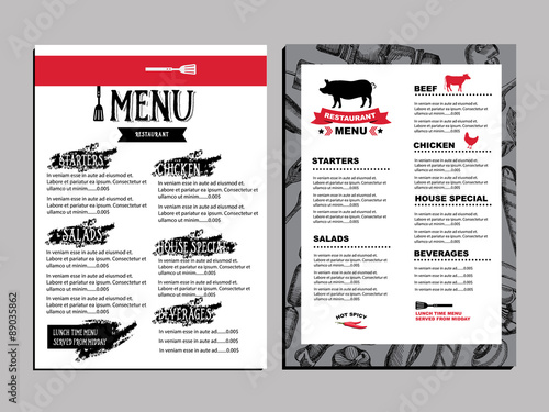 Cafe menu restaurant brochure. Food design template.