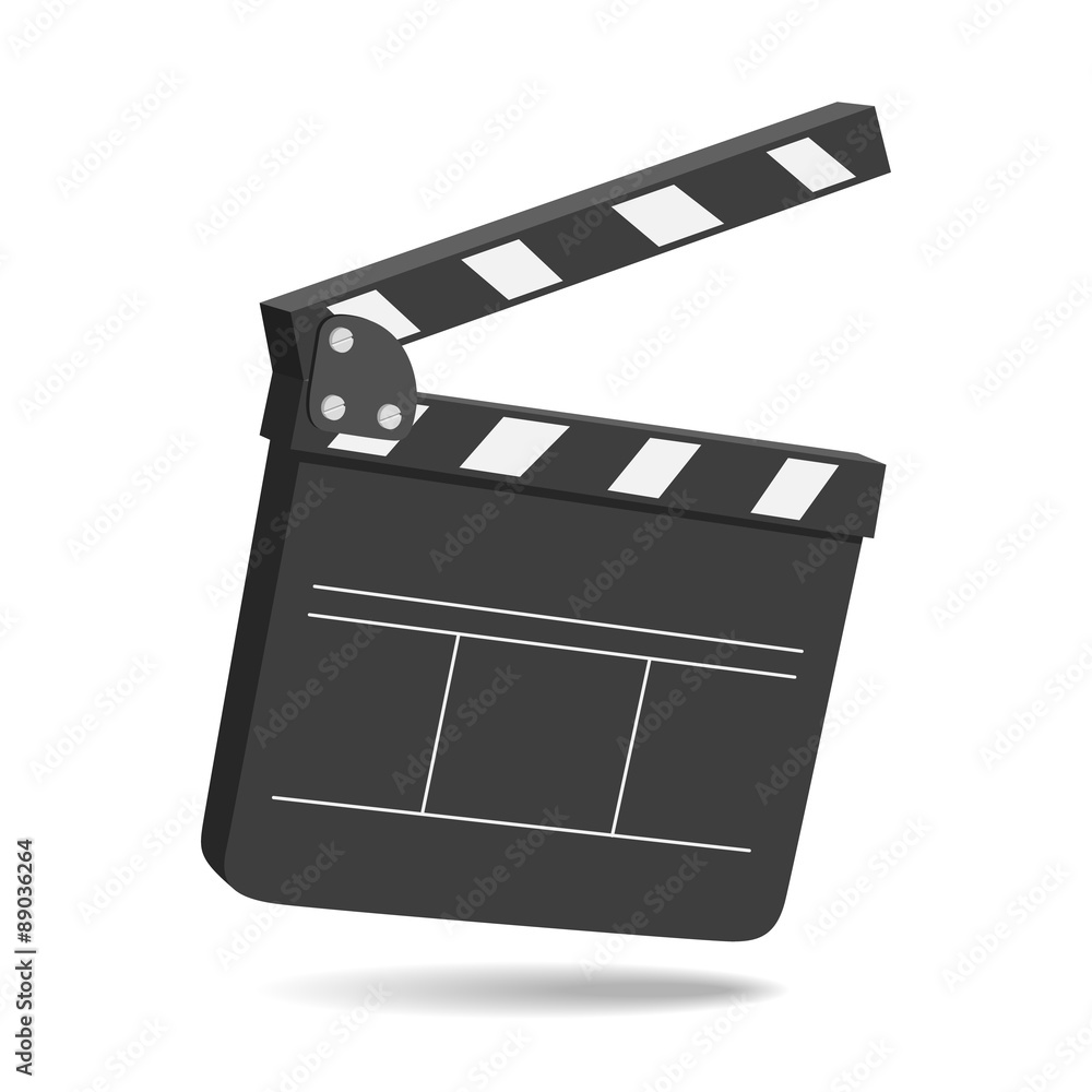 Fototapeta premium Clapper board on white background, vector eps10 illustration