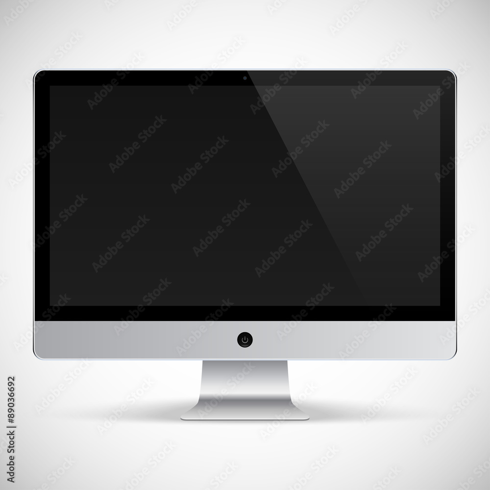 realistic detailed monitor isolated on a gray background realistic detailed monitor isolated on a gray background